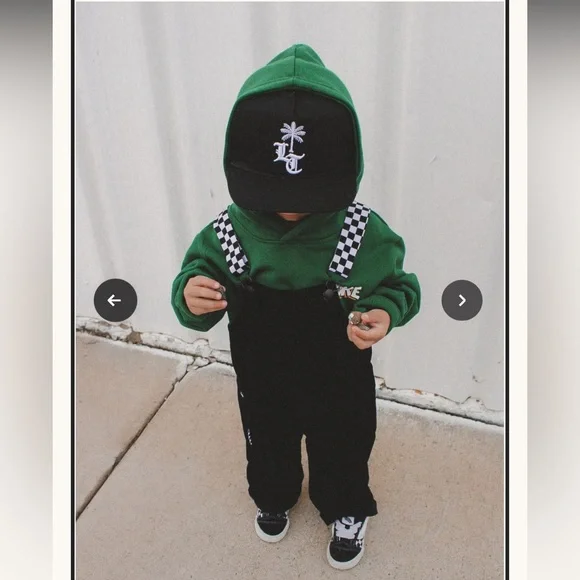 Kids Black Overalls with Checkered Straps ⚡️ - Picture 3 of 5